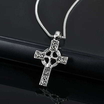 Vintage Gothic Celtic Cross Pendant Necklace with Intricate Alternative Symbolic Detailing