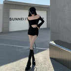 Asymmetrical High Waist Mini Skirt with Side Slit Slim Fit Silhouette
