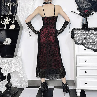 Elegant Lace Gothic Maxi Dress with Dark Romantic Alternative Styling
