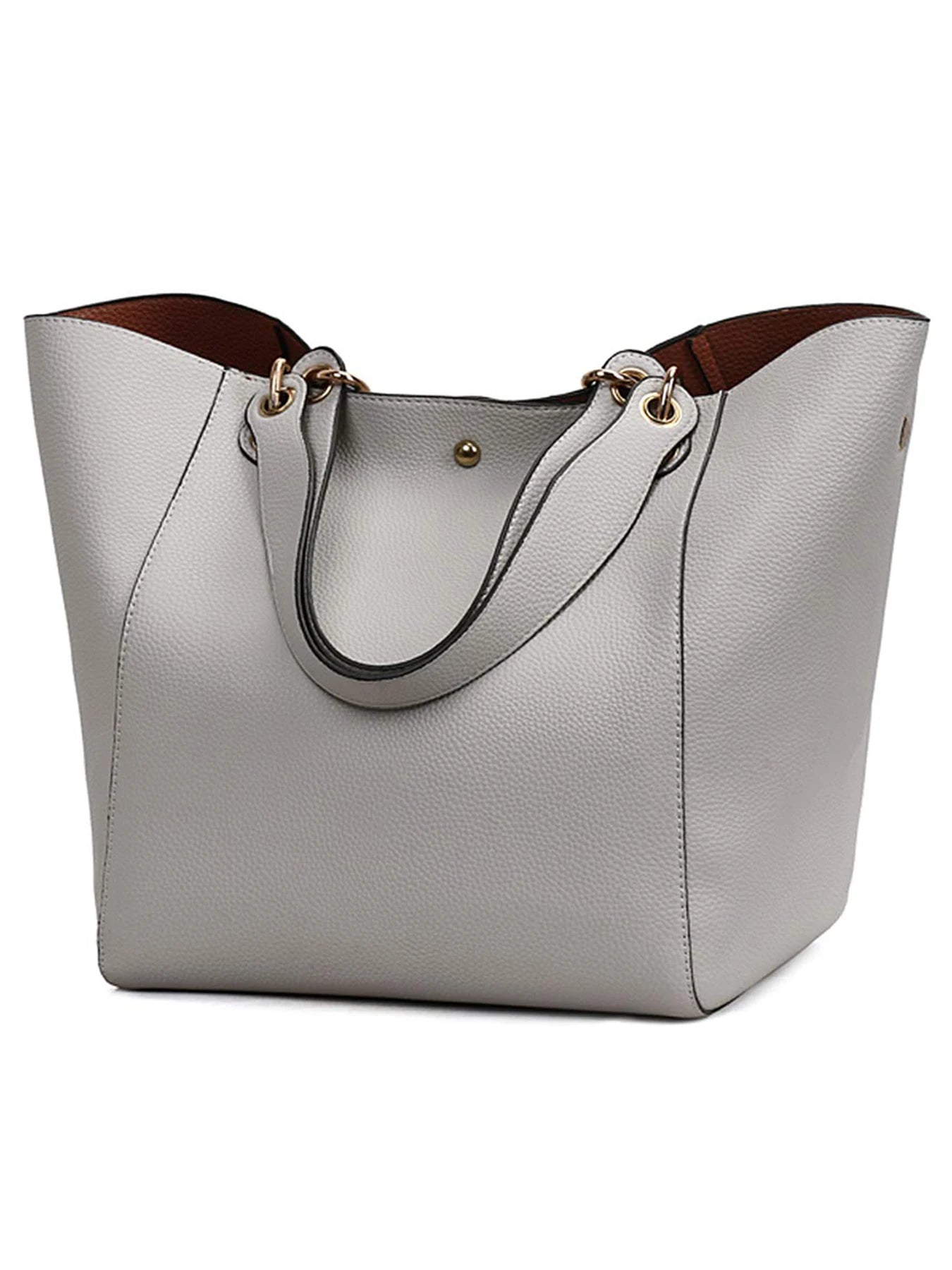 Large Capacity PU Leather Tote Bag with Minimalist Top Handle Design