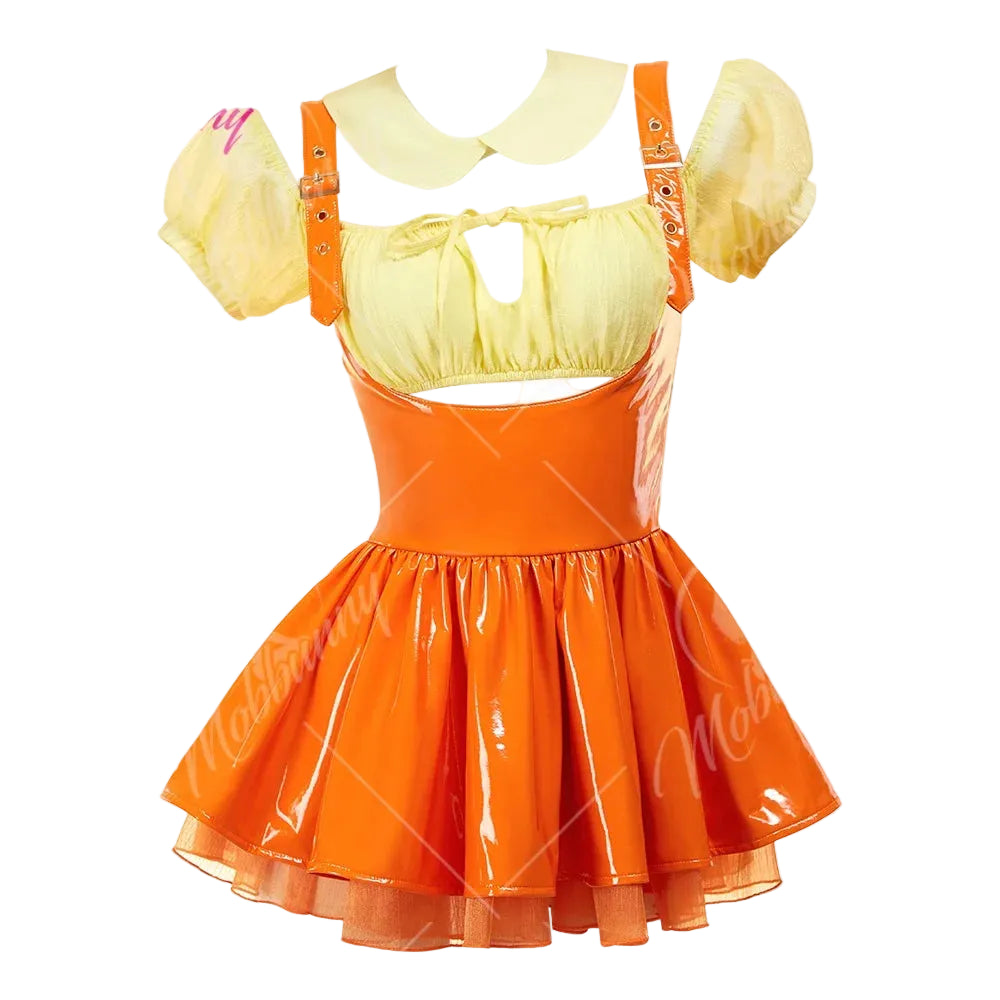 Women's Off-Shoulder Crop Top and Pleated Mini Skirt Costume Set with Matching Accessories
