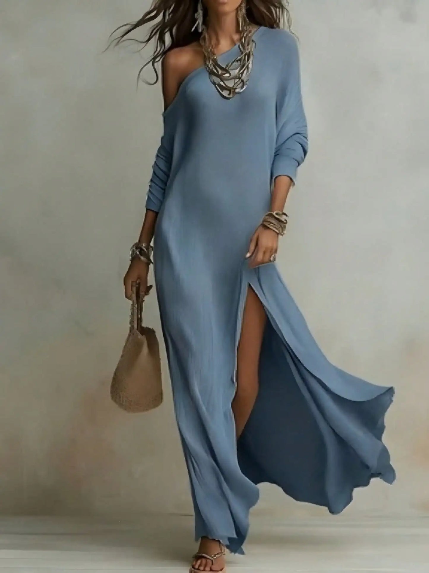 Soft Knit Maxi Dress with Relaxed Minimalist Fashion Aesthetic