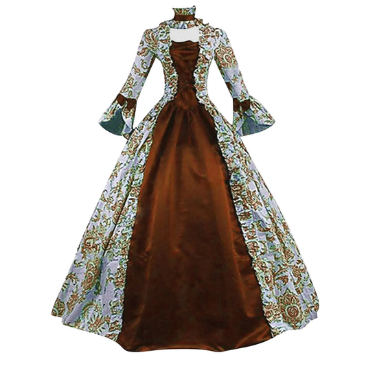 Victorian Renaissance Corset Maxi Dress with Ornate Brocade-Inspired Gothic Elegance