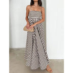 Smocked Spaghetti Strap Flowing Maxi Dress with Relaxed Contemporary Fit