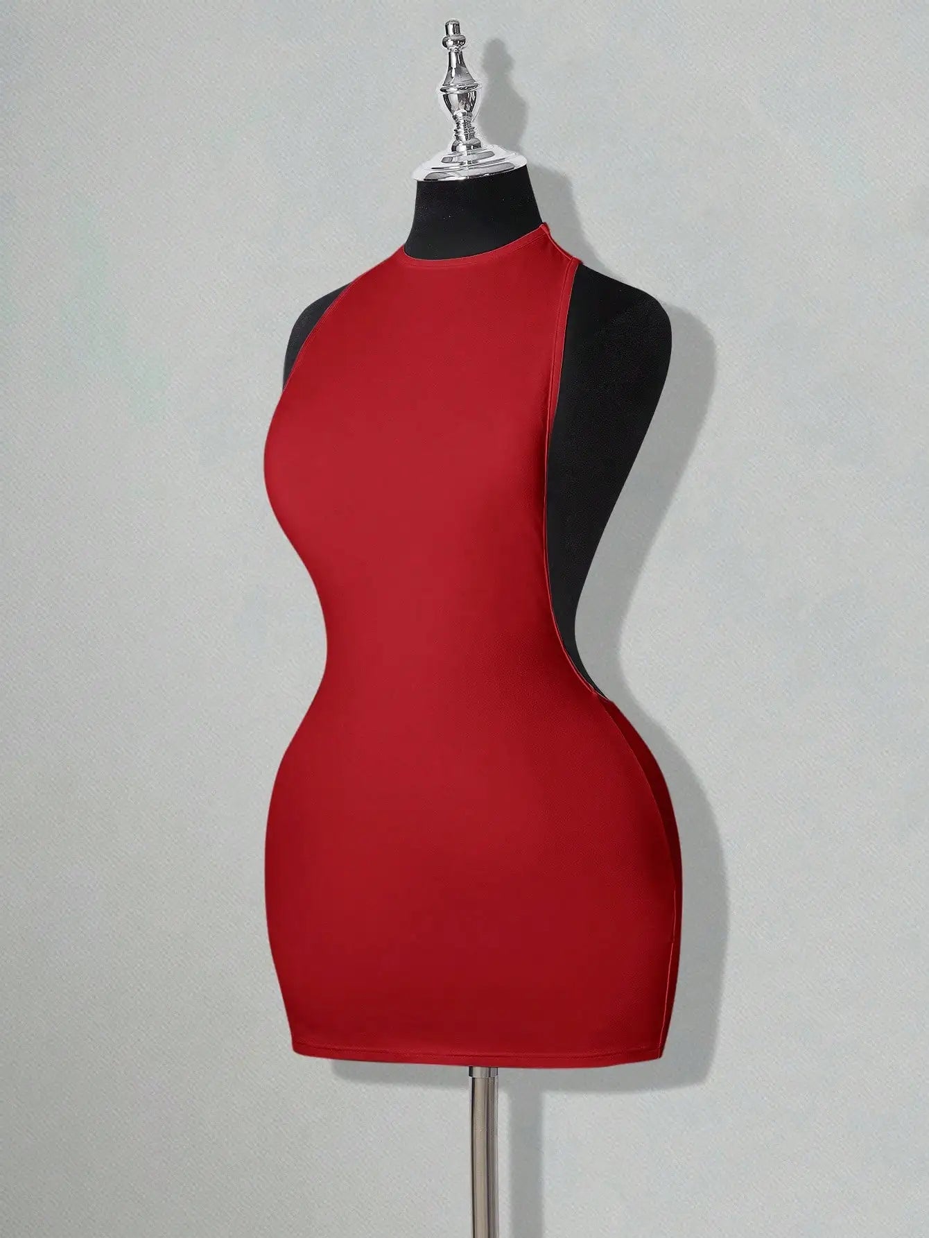 Backless Sleeveless Bodycon Mini Dress with Criss Cross Open Back Detail