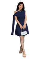 One Shoulder Mini Dress with Draped Detail and Elegant Asymmetrical Silhouette