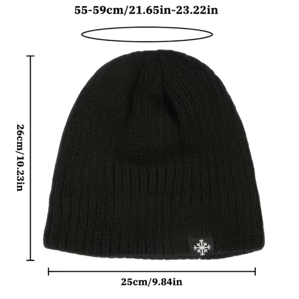 Thick Fleece Lined Cotton Knit Beanie with Ear Coverage for Outdoor Winter Streetwear Style