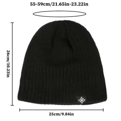 Thick Fleece Lined Cotton Knit Beanie with Ear Coverage for Outdoor Winter Streetwear Style
