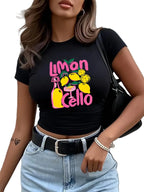 Graphic Print Crop Top with Slim Fit Modern Streetwear Style