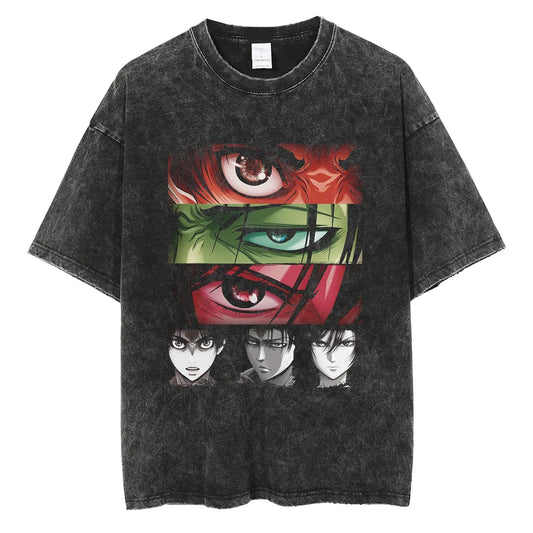 Manga Aesthetic Goth Streetwear Tee with Intense Anime-Inspired Eye Artwork