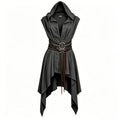 Earth-Toned Asymmetrical Hooded Sleeveless Tunic for Historical Fantasy Roleplay