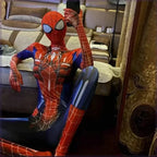 Form-Fitting Metallic Silver and Black 3D Spiderweb Print Jumpsuit