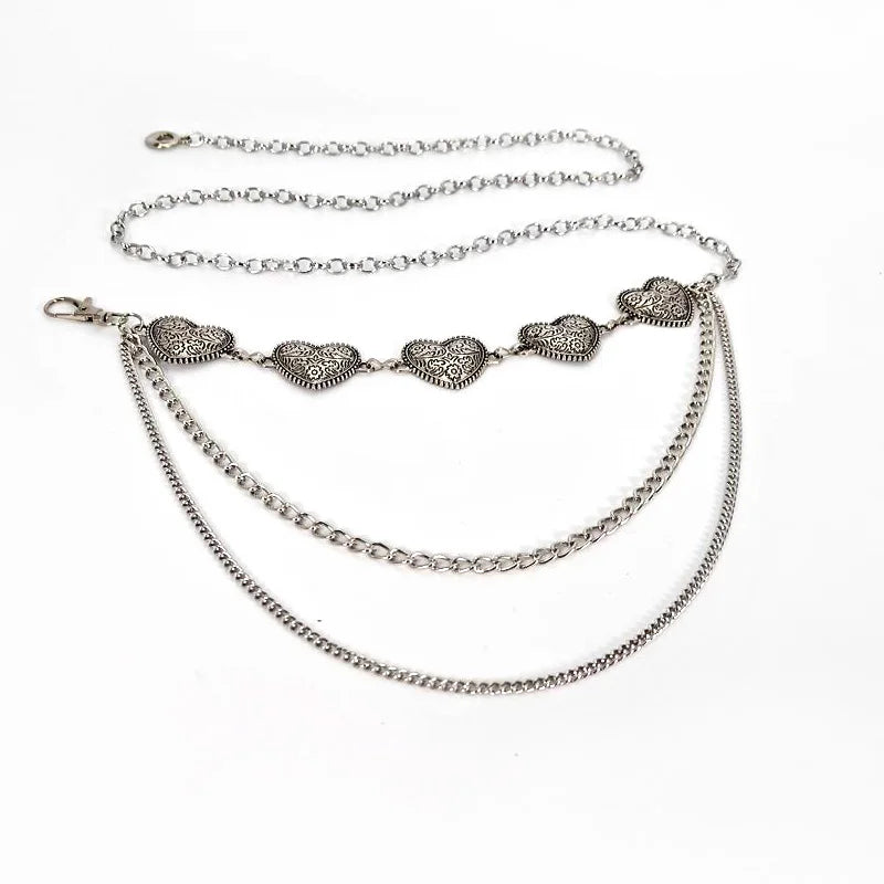 Vintage Heart Chain Waist Belt for Gothic Harajuku Alternative Fashion Looks