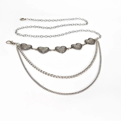 Vintage Heart Chain Waist Belt for Gothic Harajuku Alternative Fashion Looks