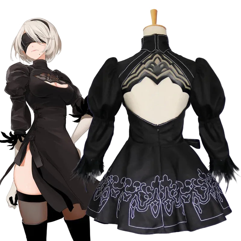 Elaborate Dark Fantasy Gothic Mini Dress with Intricate Embroidery and Puff Sleeves