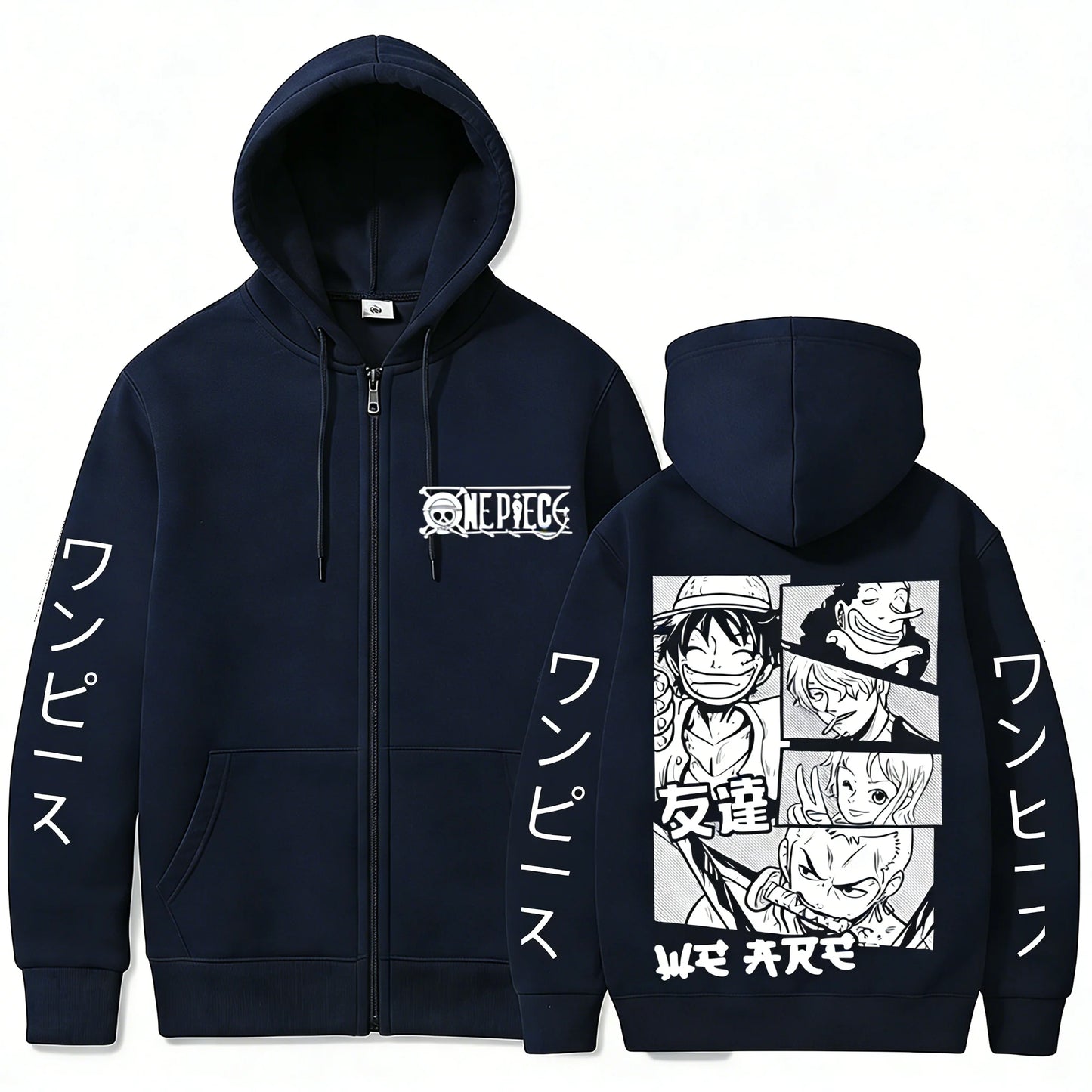 Anime-Inspired Manga Panel Zip Hoodie with Japanese Streetwear Design