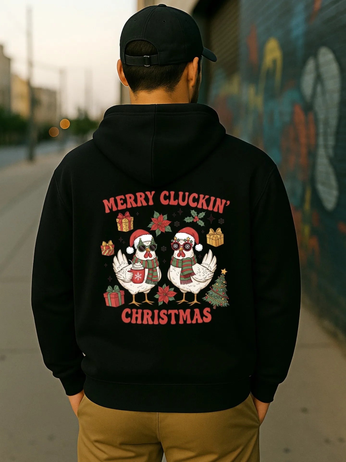 Anime-Inspired Holiday Graphic Hoodie with Kawaii Streetwear Design