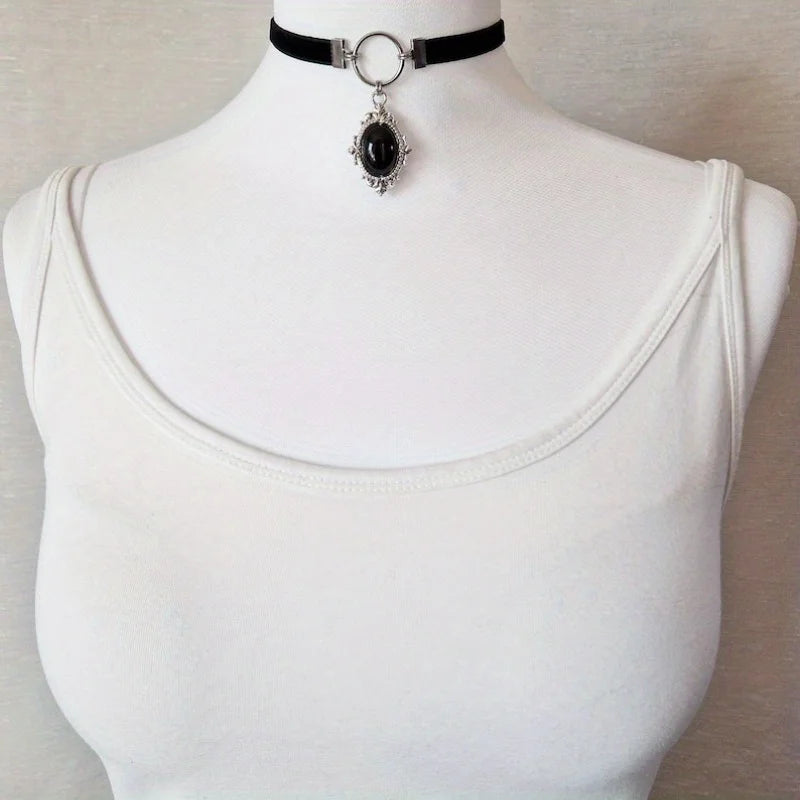 Victorian Gothic Cameo Choker Necklace for Dark Feminine Witchy and Alternative Fashion Styling