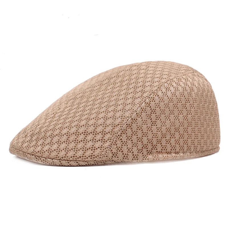 Breathable Plaid Ivy Flat Cap Adjustable Casual Vintage Streetwear Beret Hat