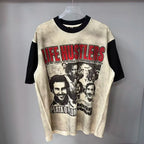 Distressed Graphic Oversized Cotton Streetwear T-Shirt with Vintage-Inspired Artwork