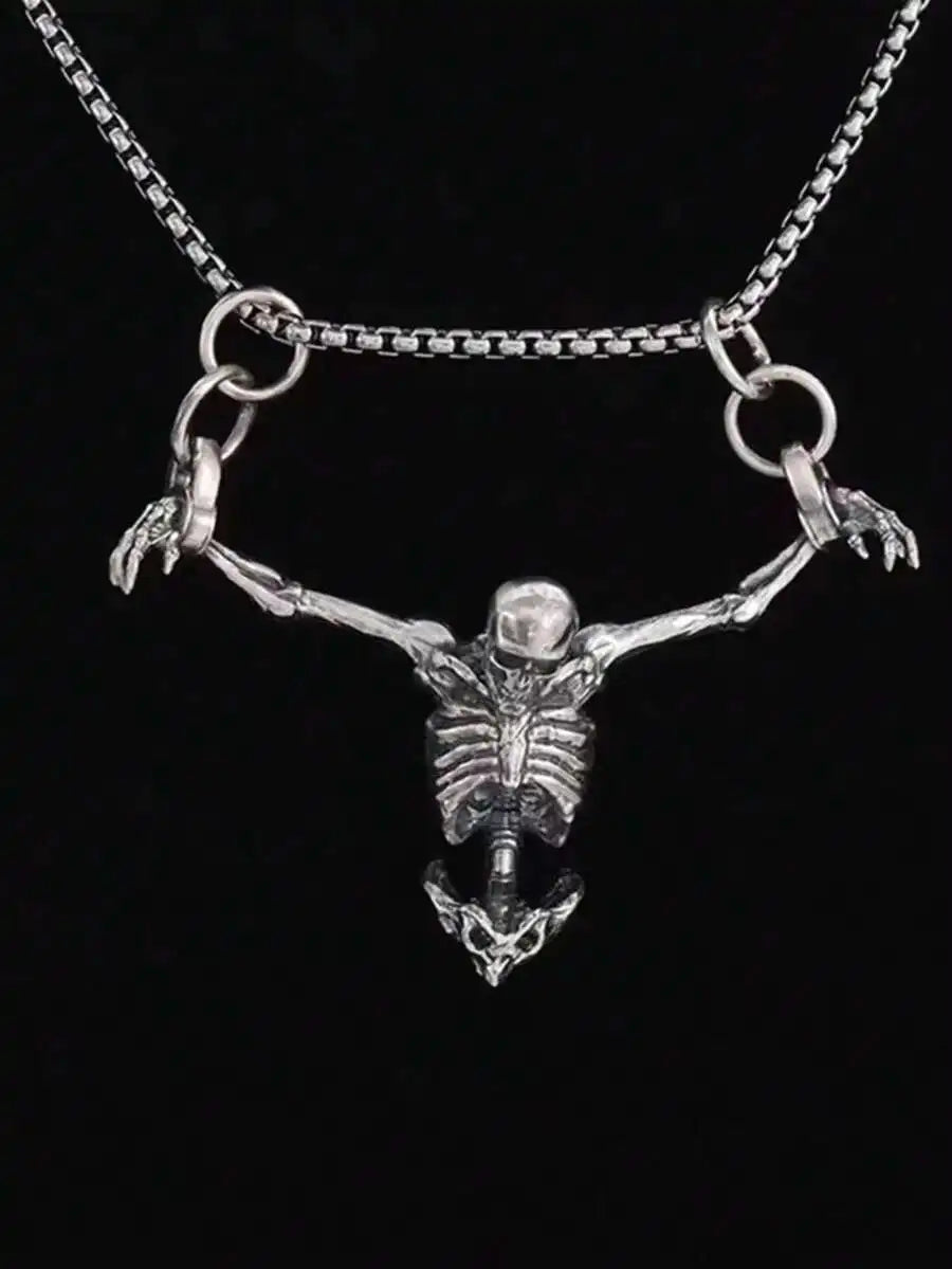 Skeleton Archer Pendant Necklace for Gothic Punk and Alternative Fashion