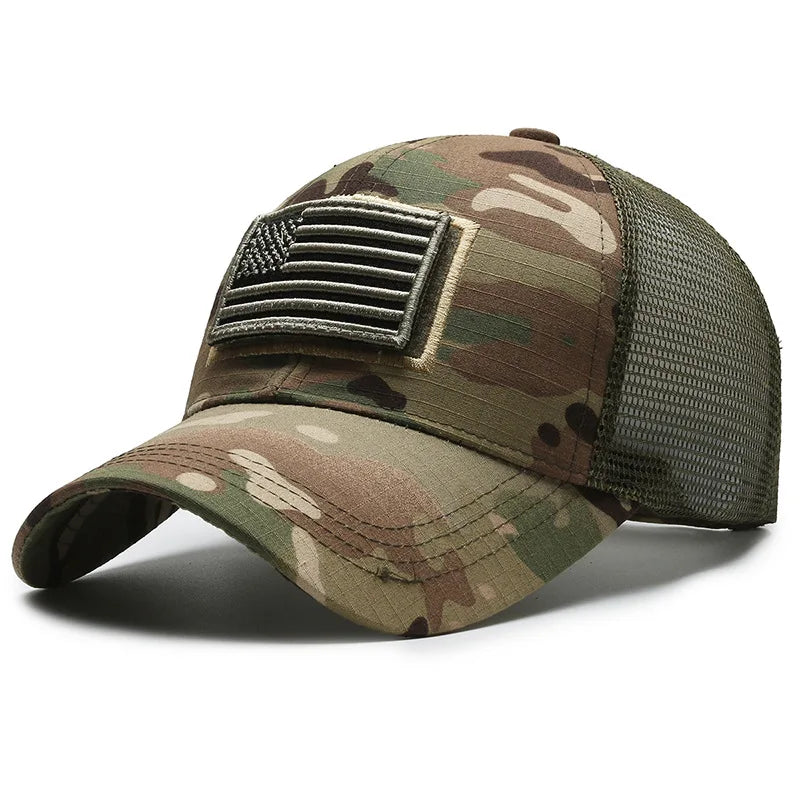 Unisex Mesh Baseball Cap with Camouflage Pattern and Embroidered Patch for Outdoor Adventures