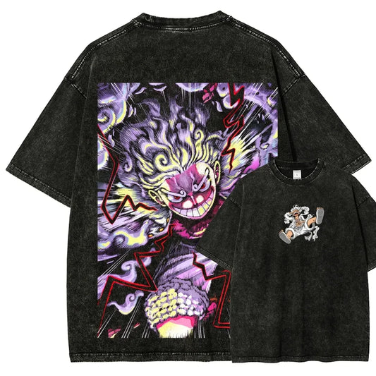 Oversized Anime Streetwear Graphic Tee with Vintage Manga-Inspired Art Design