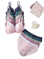 Romantic Floral Lace Underwire Bra and Panty Set with Double Straps