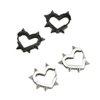 Gothic Heart Hoop Earrings with Rivet Inspired Alternative Fashion Details