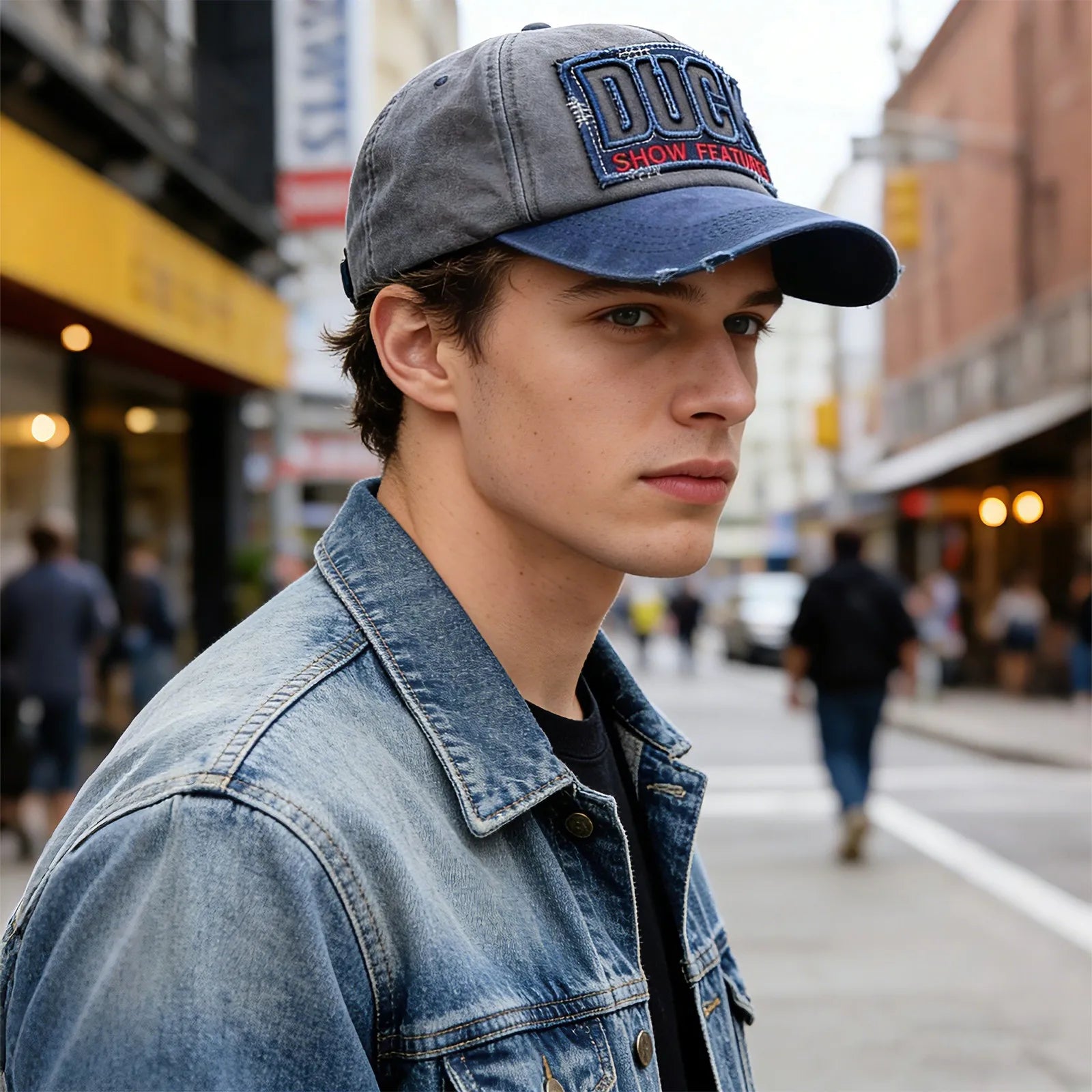 Vintage Distressed Washed Baseball Cap Embroidered Patch Casual Streetwear Outdoor Hat