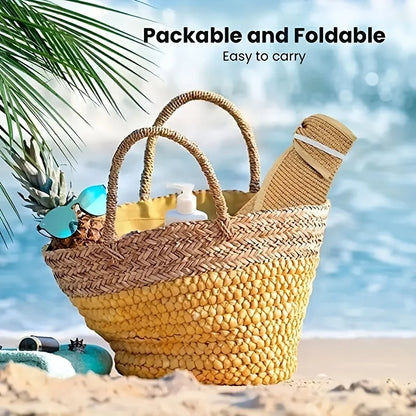 Foldable Wide Brim Straw Visor Hat with Open Top Design for Beach and Summer Travel