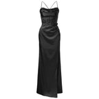 Satin Finish Corset Inspired Maxi Dress with Sculpted Silhouette