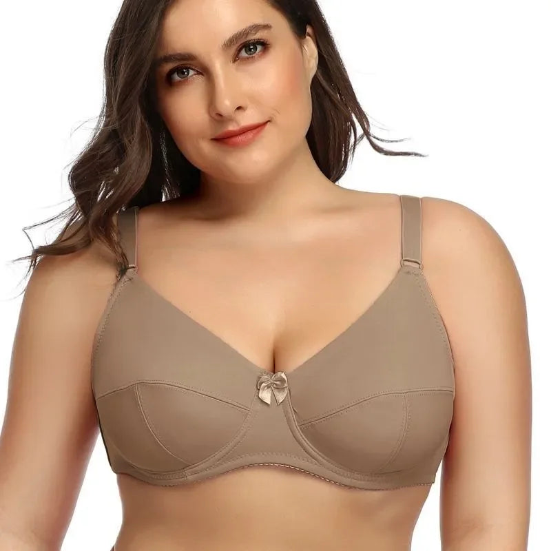 Full-Coverage Unlined Underwire Minimizer Bra with Delicate Bow Detail
