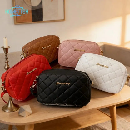 Quilted Chain Strap Saddle Crossbody Bag with Tassel Accent Design