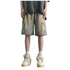 Light Wash Denim Shorts with Relaxed Straight Leg and Casual Streetwear Fit