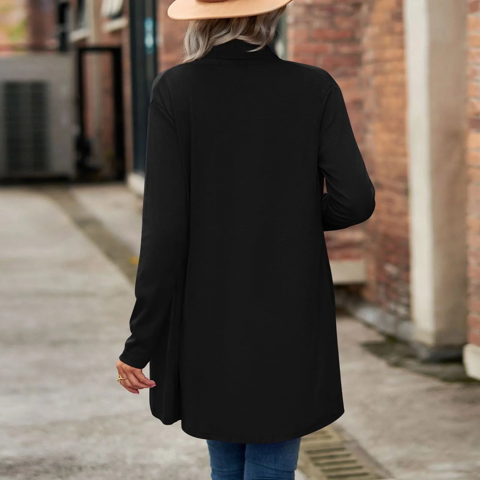 Women's Lightweight Open Front Long Cardigan with Pockets and Relaxed Fit