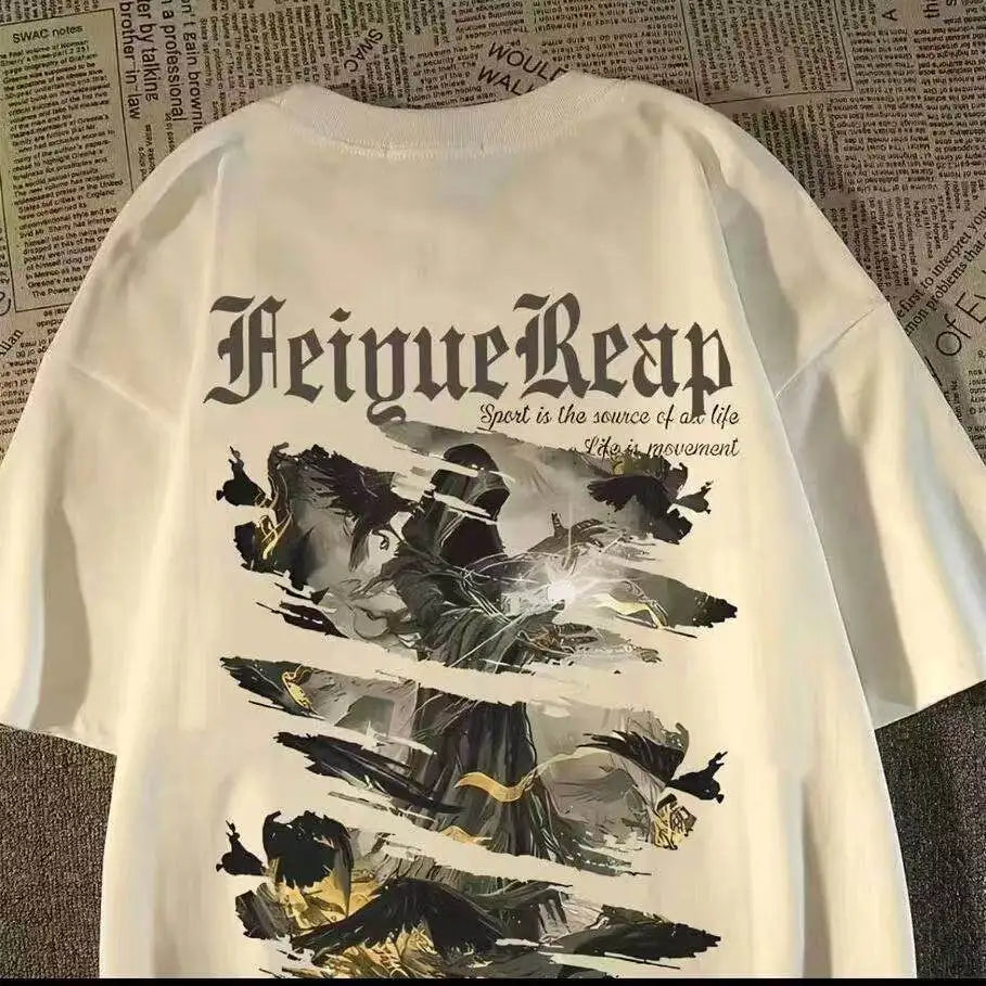 Oversized Vintage Aviation Graphic Cotton T-Shirt with Urban Streetwear Style