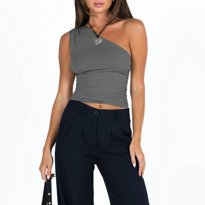 One-Shoulder Tank Top with Relaxed Fit Contemporary Casual Streetwear Style