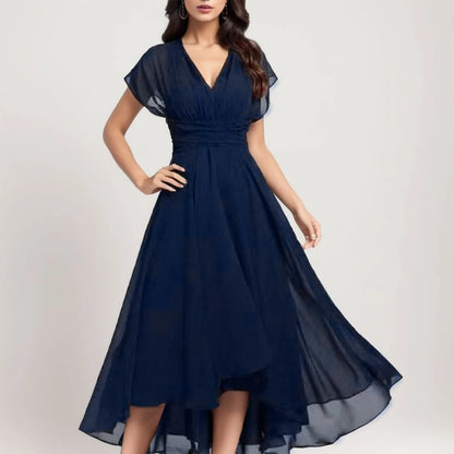 Flowing Chiffon Wrap Style Alternative Midi Dress