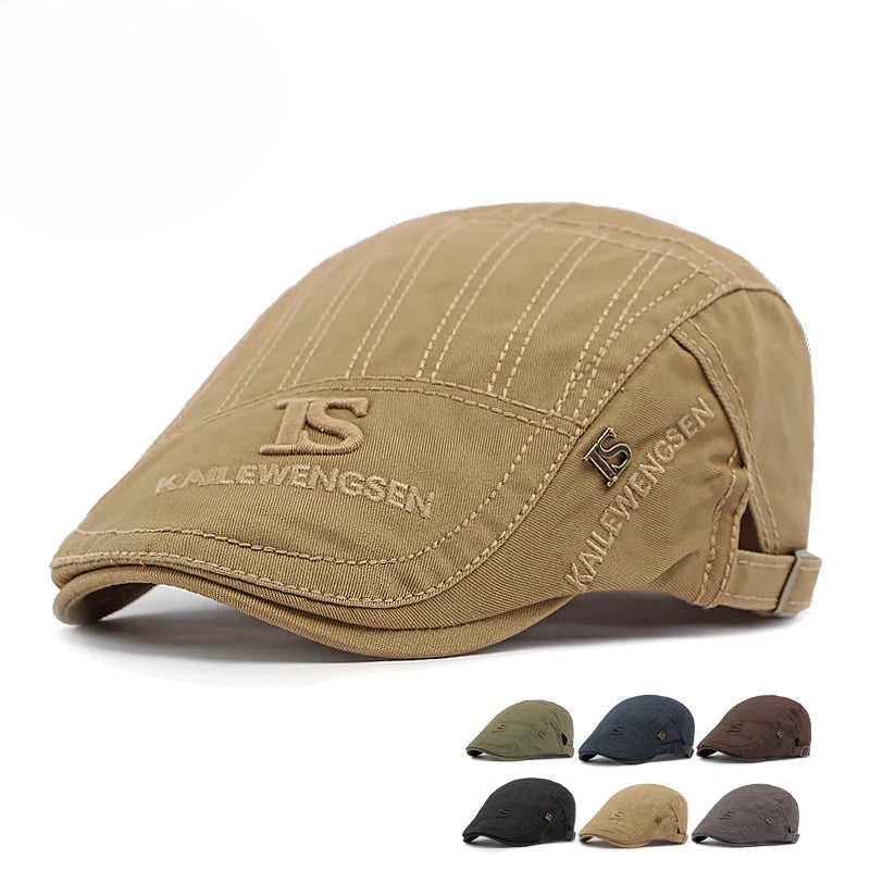 Vintage Embroidered Flat Cap Cotton Ivy Beret for Casual Streetwear Styling