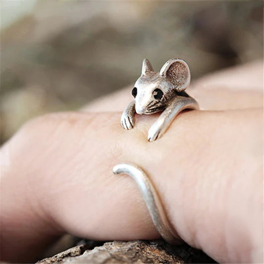 Whimsical Mouse Inspired Open Ring for Gothic and Fairy Grunge Styling