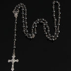 Beaded Cross Pendant Necklace Gothic Alternative Statement Jewelry Piece