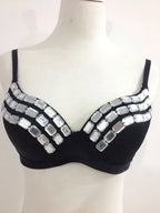 Glamorous Rhinestone-Studded Plunge Bra with Crystal Embellishments