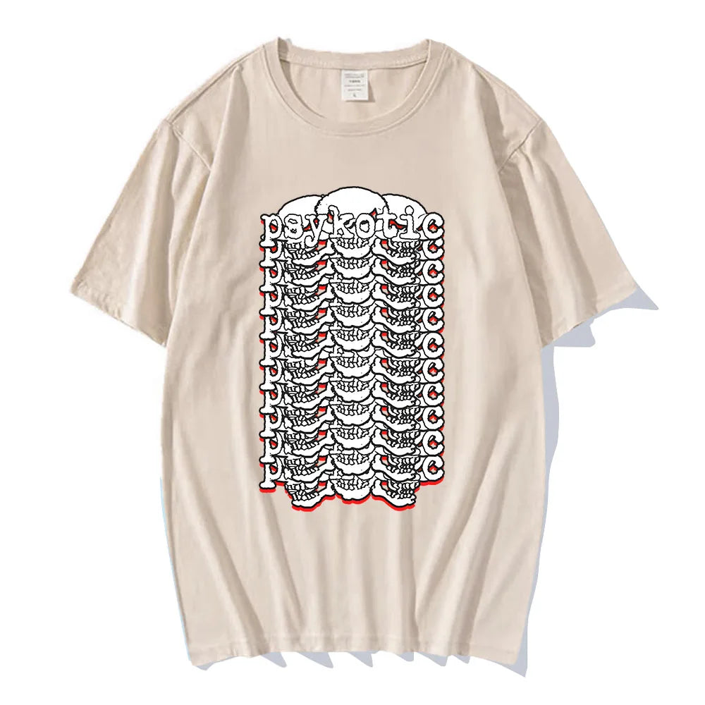 Abstract Skeletal Graphic Cotton Streetwear T-Shirt with Bold Center Print