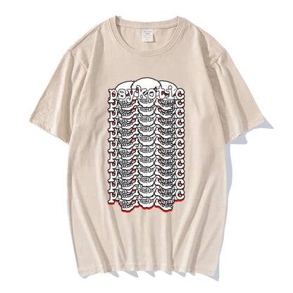 Abstract Skeletal Graphic Cotton Streetwear T-Shirt with Bold Center Print