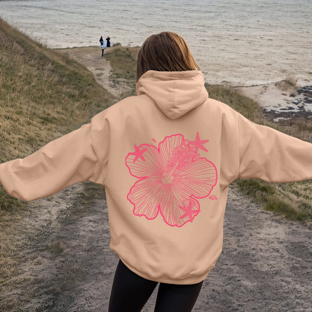 Women's Oversized Floral Graphic Pullover Hoodie Relaxed Casual Streetwear Sweatshirt for Everyday Wear
