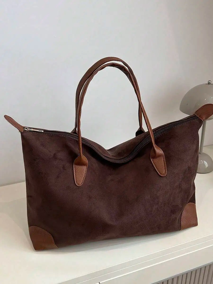 Minimalist Large Capacity Weekender Tote Bag with Zip Closure