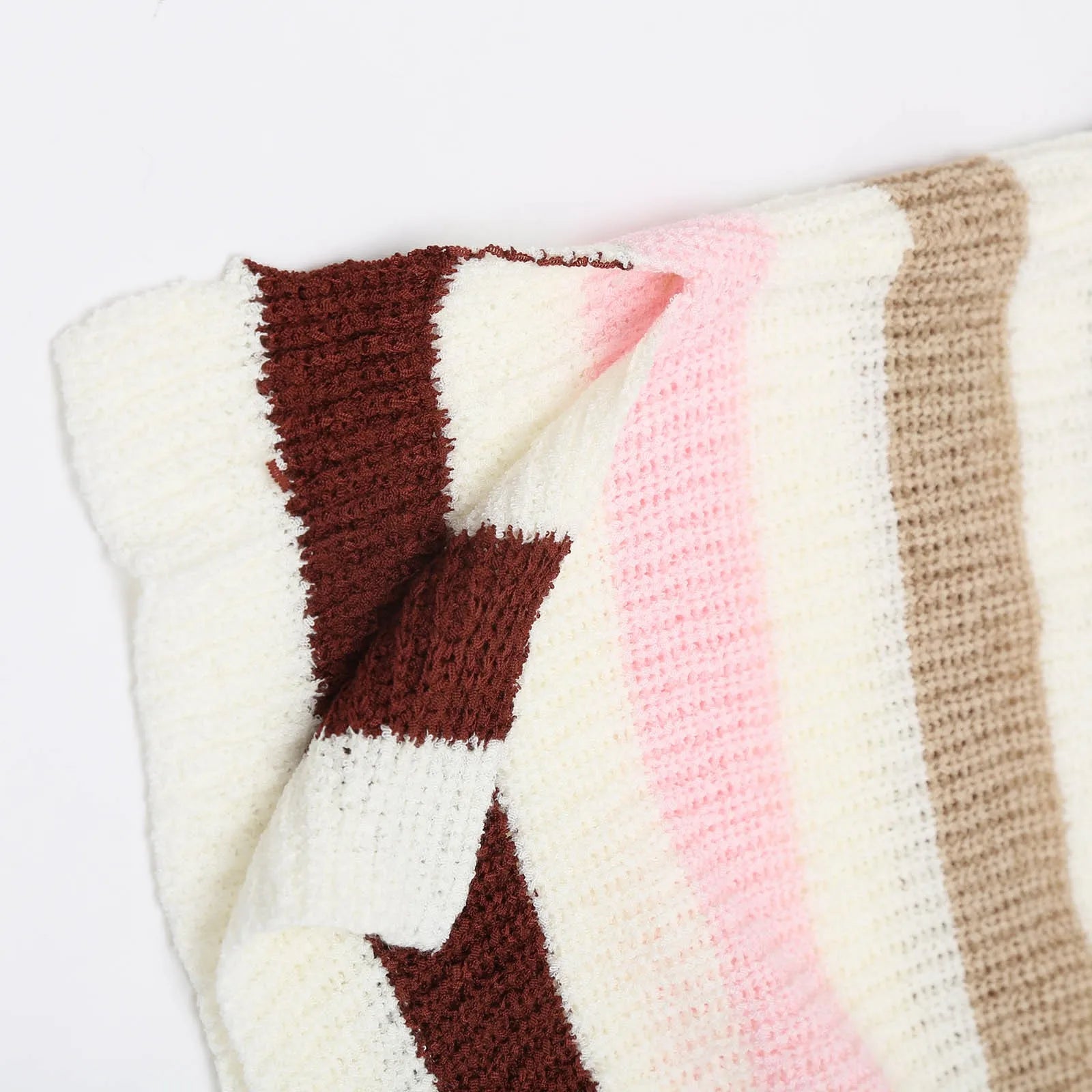 Women's Striped Relaxed Fit Crew Neck Contemporary Knit Sweater