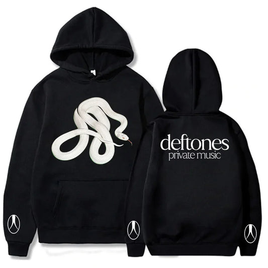 Minimalist Serpent Graphic Hoodie with Relaxed Streetwear Silhouette and Logo Design