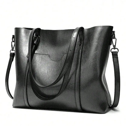 Structured Faux Leather Top Handle Tote Bag with Multi Carry Design